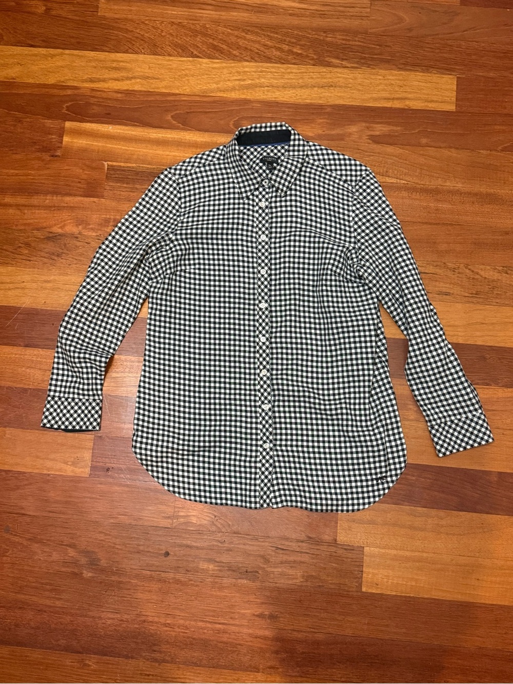 Talbots Navy and White Gingham Women’s Button-Down Shirt